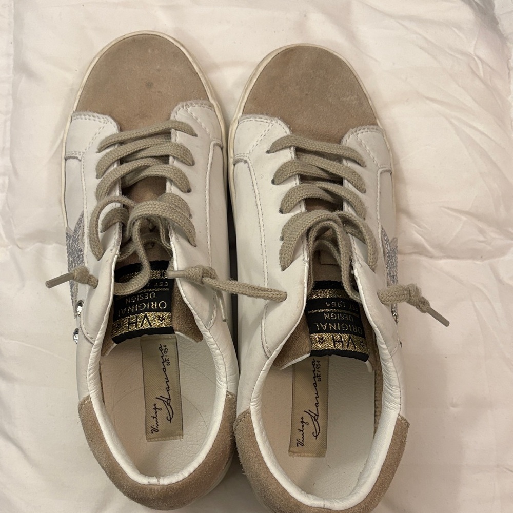 Dolce & Gabbana White and Tan Star Sneakers
